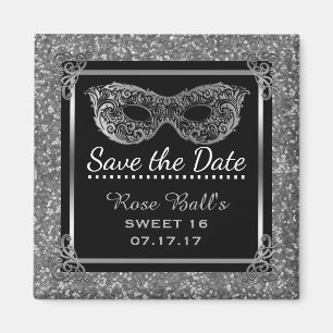 Sweet 16 Save the Date 16th Birthday Glam Silver Magnet