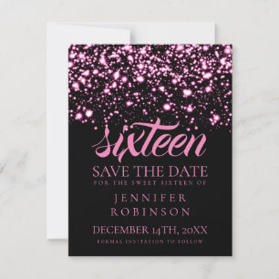 Sweet 16 "Save The Date" Pink Midnight Glam Save The Date