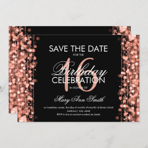 Sweet 16 "Save The Date" Sparkles Rose Gold Invitation