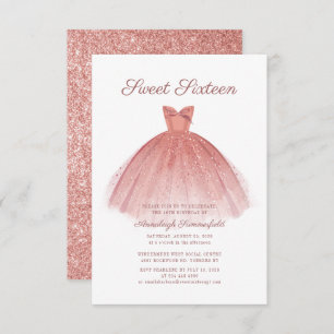 Sweet 16 Script Modern Dress Birthday Invitation