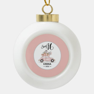 Sweet 16 Script Photo Car Pink Ornament