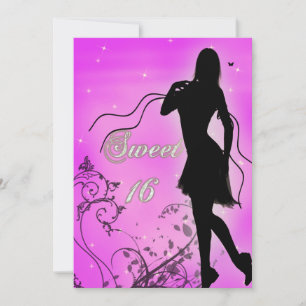 Sweet 16 Silhouette Birthday Invitation