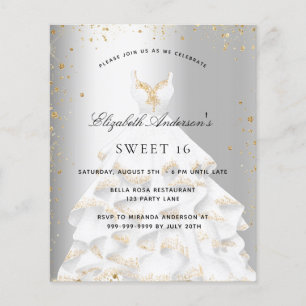 Sweet 16 silver gold dress budget invitation
