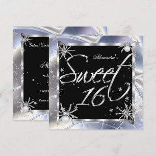 Sweet 16 Silver Spiders 16th Birthday Party Invitation