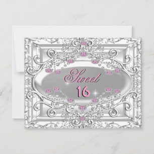 Sweet 16 Sixteen 16th Birthday Party Pink Diamonds Invitation