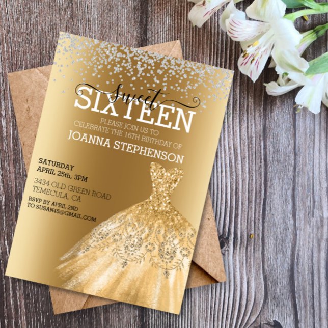 Sweet 16 Sixteen Birthday Party Dress Diamonds  Invitation (Creator Uploaded)