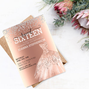 Sweet 16 Sixteen Birthday Party Dress Diamonds  Invitation