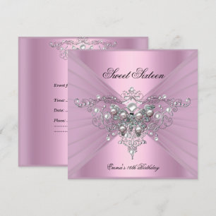Sweet 16 Sixteen Birthday Party Pink Butterfly Invitation