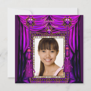 Sweet 16 Sixteen Birthday Party Purple Pink Gold Invitation