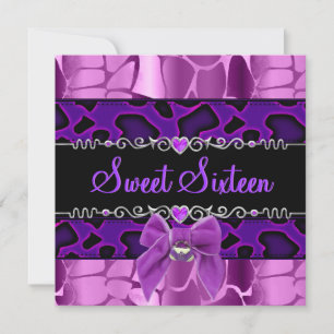 Sweet 16 Sixteen Birthday Purples Pink Purple Wild Invitation