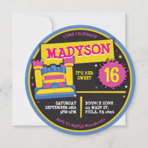 Sweet 16 Sixteen BOUNCE HOUSE CASTLE PRINCESS Invitation