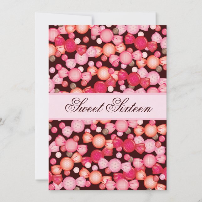 Sweet 16 Sixteen Candy Collection in Pink Invitation (Front)