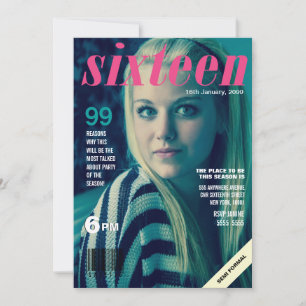 Sweet 16 Sixteen Magazine Cover Photo Invite