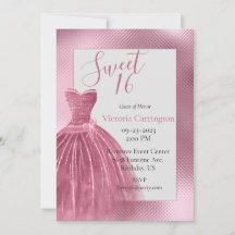 Sweet 16 Sixteen Pink Glitter Dress Elegant Party 