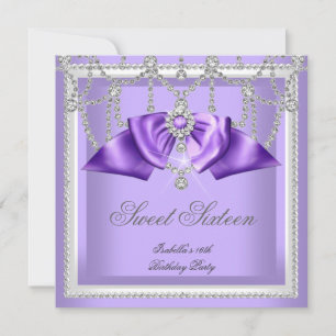 Sweet 16 Sixteen Purple White Diamond Party 2F Invitation