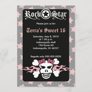 SWEET 16 SIXTEEN SKULL PUNK ROCKER BIRTHDAY INVITATION
