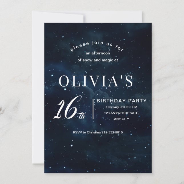 Sweet 16 Starry Night Birthday Under The Stars  Invitation (Front)
