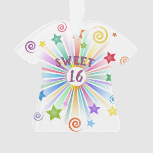 Sweet 16 Stars Swirls Christmas Birthday T-Shirt Ornament