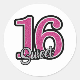Sweet 16 sticker/seal classic round  classic round sticker