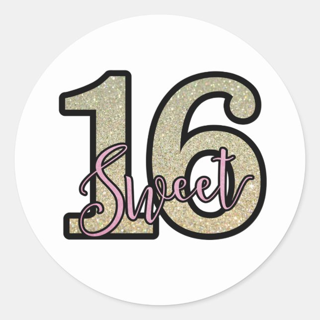 Sweet 16 sticker/seal classic round  classic round sticker (Front)