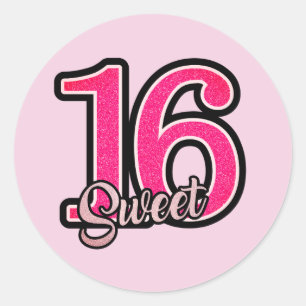 Sweet 16 sticker/seal classic round sticker