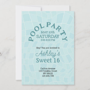 Sweet 16 Summer Pool Party Birthday Invitation