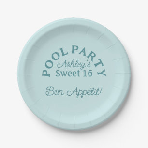 Sweet 16 Summer Pool Party Birthday Paper Plate