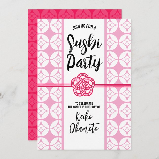 Sweet 16 Sushi party 花菱七宝紋 Hanabishi Shippo Invitation (Front/Back)