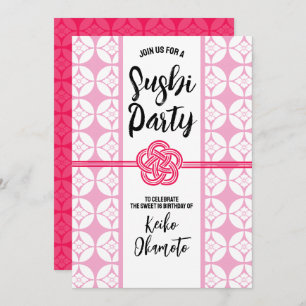 Sweet 16 Sushi party 花菱七宝紋 Hanabishi Shippo Invitation
