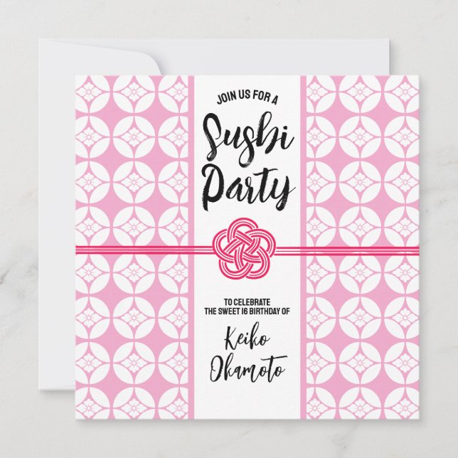 Sweet 16 Sushi party 花菱七宝紋 Hanabishi Shippo Save The Date (Front)