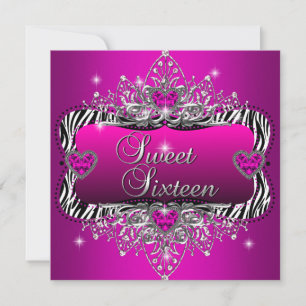 Sweet 16 Sweet Sixteen Birthday Party Pink Black Invitation