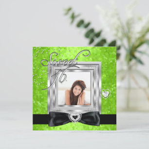 Sweet 16 Sweet Sixteen Lime Black Photo Invitation
