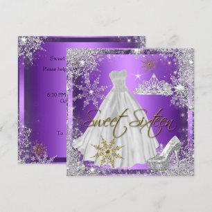 Sweet 16 Sweet Sixteen Purple White Gold Elite Invitation
