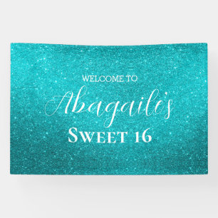 Sweet 16 Teal Glitter Banner