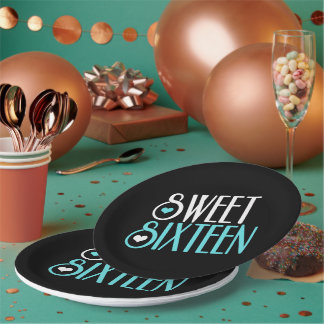 Sweet 16 Teal Paper Plate