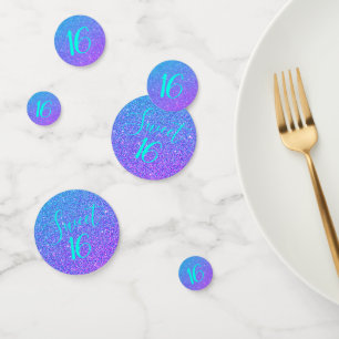 Sweet 16 Teal Purple Glitter Birthday Party  Confetti