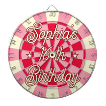 Sweet 16 th BIRTHDAY Personalised Retro Pink & Red