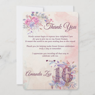 Sweet 16 Thank You card