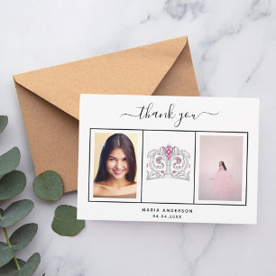 Sweet 16 thank you custom photo black white card