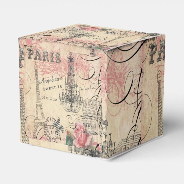 Sweet 16 Thank You Eiffel Tower & Chandelier Favour Box (Back Side)