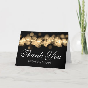 Sweet 16 Thank You Gold Bokeh Lights Card