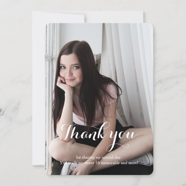 Sweet 16 Thank You purple Card (Front)