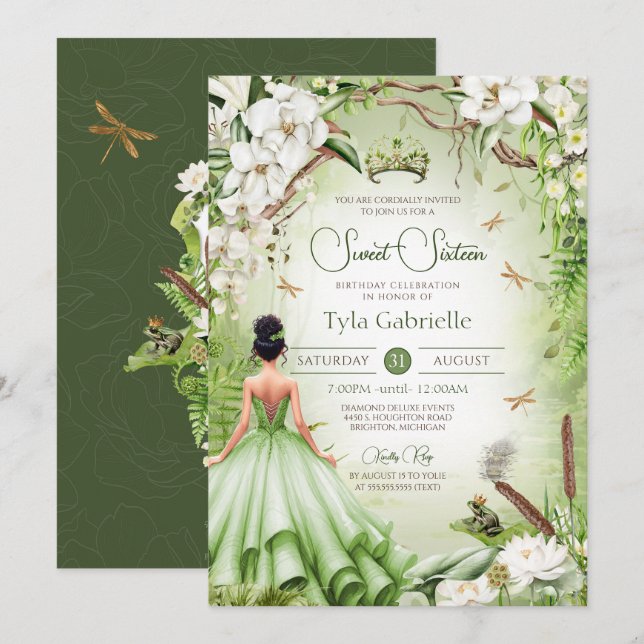 Sweet 16 The Frog Prince Fairytale Princess Invitation (Front/Back)