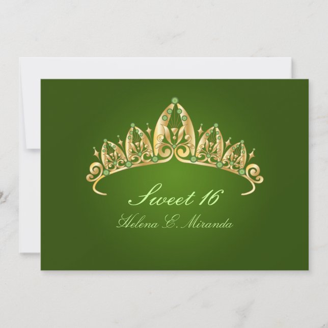 Sweet 16/ tiara/emerald invitations (Front)
