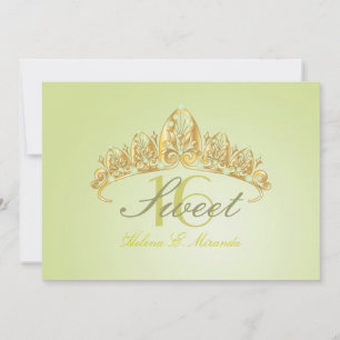Sweet 16/ tiara/green peridot invitations