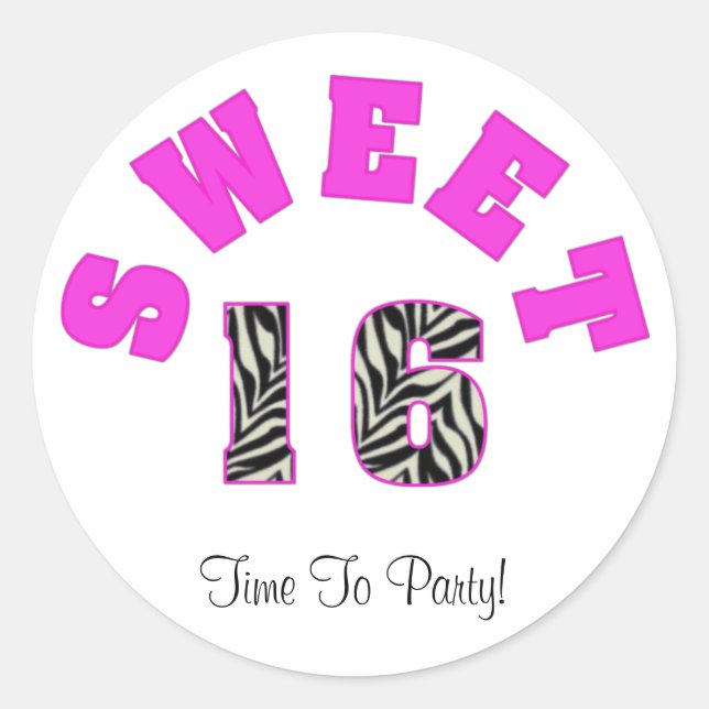 Sweet 16, Time To Party! Stickers (Front)
