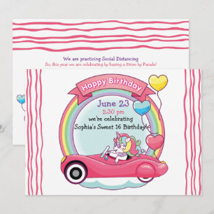 Sweet 16 Trendsetter Unicorn Birthday Parade Invitation