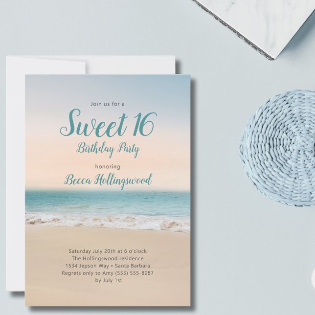 Sweet 16 Tropical Beach Theme Party  Invitation (Creator Uploaded)