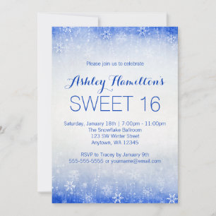 Sweet 16 Vintage Blue Winter Wonderland Invitation