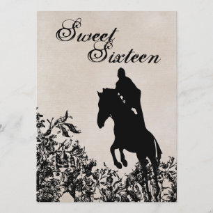 Sweet 16 Vintage Horse Jumping Birthday Invitation